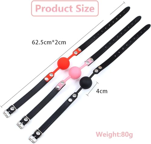 Image of Leather Restraints Ball Mouth Plug Silicone Bondage Ball Gag for Sex, BDSM Restraints Toys Sex Gag Muzzles(Red)