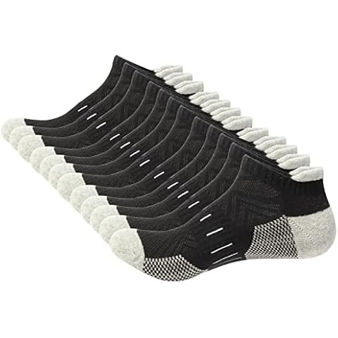 YOJOOM Running Socks Cushioned Sports Socks Ankle Socks Trainer Socks for Men (9-12, Black 6 pairs) Cover