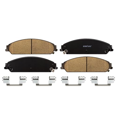 Image of Detroit Axle - Brake Pads for 2013-2014 Chrysler 200 Dodge Avenger, 2008-2009 Caliber, Front and Rear Ceramic Brake Pads with Hardware Replacement