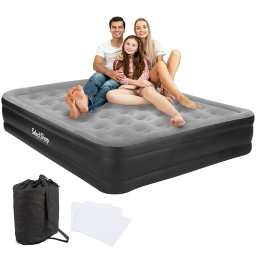 Campismo, Outdoors SELECTSHOP Colchón Inflable Queen Size con Bomba Incluida Cama Inflable para Camping Cama De Aire Elevada con Bomba Incluida Colchón Queen Size Inflable...
