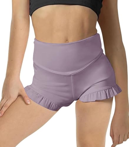 Girls Athletic Shorts High Waisted Ruffle Dance Shorts Yoga Workout Running Shorts