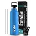 Grsta Termo Taza, Botella Termica 500ml, Botella Agua Deporte, Botella Gimnasio, Botella Agua Pajita,sin BPA,Botella Agua de Acero Inoxidable,Termo Liquidos,Taza de Viaje,Botella Reutilizable-Te/Cafe