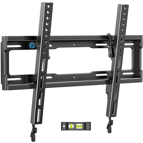 Pipishell Tilt TV Wall Mount Bracket Low Profile for Most 23-55 Inch LED LCD OLED 4K Flat Curved TVs up to 99lbs Max VESA 400x400mm, 8° Tilting for Anti-Glaring, Fits 8-16 inch Wood Stud