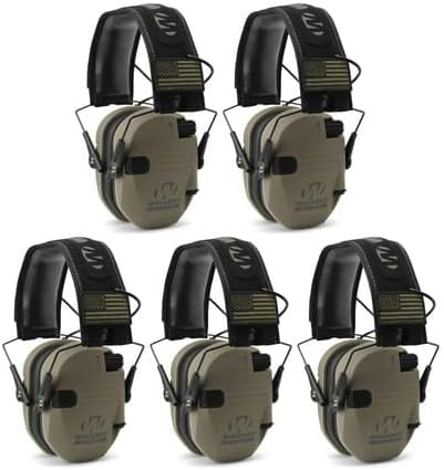 Walkers Razor - Juego de 5 orejeras electrónicas delgadas de tiro, tierra oscura plana FDE (5 artículos)