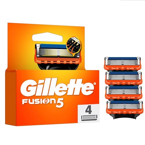 Gillette Fusion5 Rasierklingen, 4 Original Ersatzklingen für Herren mit größerem Gleitstreifen für ein sanftes Gleiten und 5 Klingen für eine unglaublich gründliche und komfortable Rasur