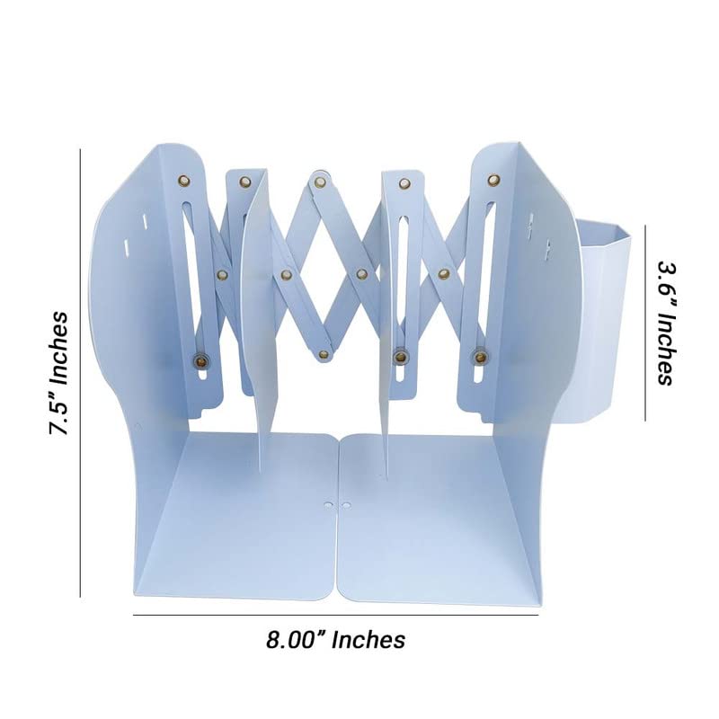 Image of Volo Expandable Bookcase Desktop Bookend /Book Stand /Book Holder /Book Organizer, Office Book Organizer Box Book Stand, Book Organiser, File Holders Organizer for Kids Room and Office.(Color : Blue)