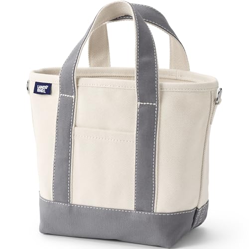 Lands' End Natural Open Top Canvas Tote Natural/silver Graphite Small