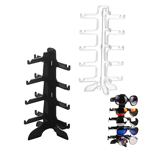 2 pièces Présentoir de Lunettes de Soleil à 5 Paires Détachable Porte Lunettes De Soleil presentoir de Lunettes de Soleil Support Rack Organisateur de Lunettes Clair pour Rangement et Présentation Cover