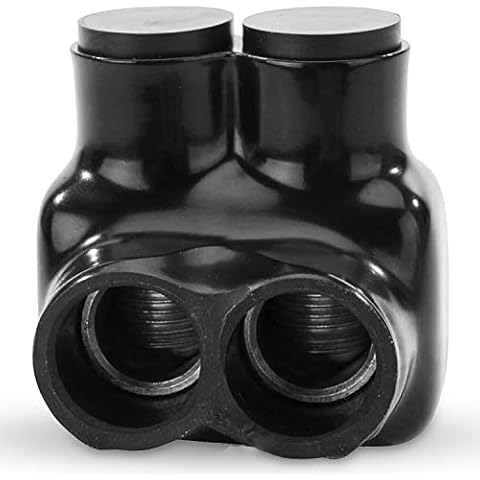 OhLectric Multi Cable Connectors with 2 Port 250 MCM-#6-2 - Dual Entry Splice Electrical Power Connector - Black Insulated Vinyl Coated Wire Connectors - Aluminum Connector for CU9AL Wires - OL-14783 Cover