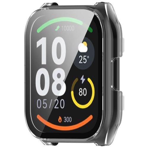 BAIDIYU Funda para Haylou LS02 Pro, PC + Película Templada, Anticaída, Antiarañazos, Reloj Funda Protectora para Haylou LS02 Pro.(Blanco Transparente)