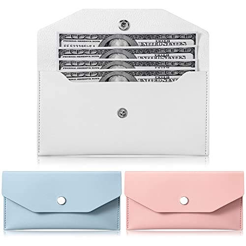 3 Pieces Money Envelopes For Cash Envelope Wallets Pu Leather Cash Money Pouch Cash Envelope Holder Reusable Budget Envelope For Women Girls Wedding Graduation Birthday (Blue, White, Pink) #TOP26