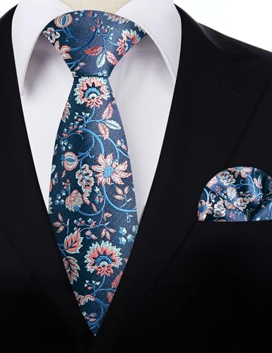 Image of Alizeal Mens 3.15inches Leaf Flower Pattern Tie Set