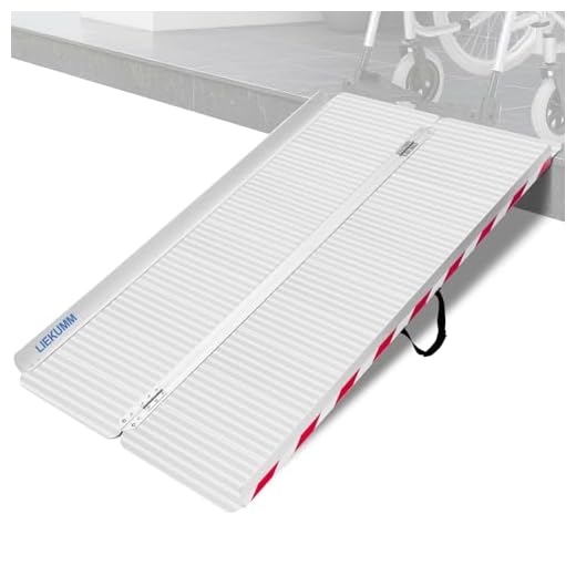 LIEKUMM 157 X 85 CM Tragbare Rollstuhlrampe, breitere Aluminium-Rollstuhlrampe, Klapprampen für zu Hause, Bordsteine, Stufen, Türen, rutschfeste Oberfläche, Platz für bis zu 400 kg