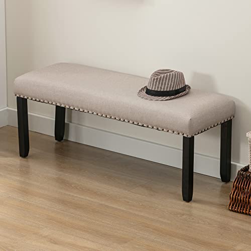 DUHOME Banc Banquette Design Classique, Banc de Couloir Rembourré avec Housse en Lin Pieds avec Pieds en Bois -pour Chambre Salle à Manger Salon Couloir Piano,Beige - Les Beatles, Paul McCartney, John Lennon, RIngo Starr, George Harrison DUHOME Banc Banquette Design Classique, Banc de Couloir Rembourré avec Housse en Lin Pieds avec Pieds en Bois -pour Chambre Salle à Manger Salon Couloir Piano,Beige – Image 3