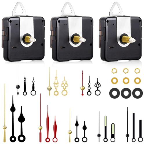 HOIGRBOM 3 Pack Clock Mechanism Replacement Kit with 8 Pairs Hands