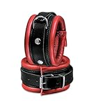 Bondage echt Leder Fußfesseln Fuß Fesseln gepolstert schwarz rot - Top Qualität