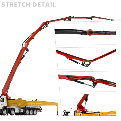 Concrete Pump Truck Toy, Cement Toy Truck Model with Extendable Working Cement Pump Arm, Bucket Construction Trucks Vehicle Toy Gifts for Boys Adult - Image 3