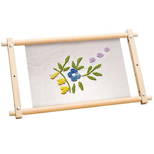 Ihvewuo Embroidery Frame, Needlepoint Embroidery Tapestry Scroll Frame Beech Wood Cross Stitch Frame Removable Needlepoint Stretcher Frame Stitching Frame Square Tool for Embroidery 21x12inch