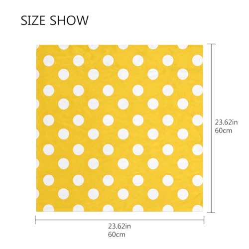 Women's Square Silk Hair Scarves and Wraps Headscarf Yellow Polka Dots Head Neck Scarf Bandana 24inch2