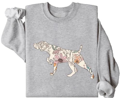 DarkJoy German Shorthaired Pointer Sweatshirt, Wildflowers German Pointer Sweatshirt, Shorthaired Pointer Sweatshirt