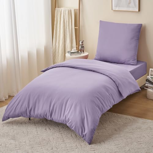 RUIKASI Bettwäsche 155x220 Lavendel 2teilig - Hell Violett Mikrofaser Bettwäsche-Sets Oeko-TEX… – Ansicht 3