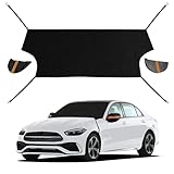 Trisens Windshield Cover for Cars, Trucks, Vans - 86x50 Inch Waterproof All Weather Winter Snow Frost Ice Sun Shade Cover with Side Mirror Covers, Automotive Exterior Accessories