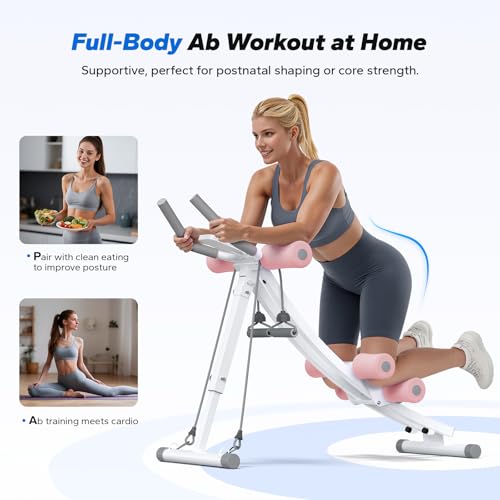 Image of MERACH Ab Machine, Adjustable Dual Track Ab Trainer Machine, Ab Workout Equipment for Home Gym, Ergonomic Arc Track for Better Abs, Foldable Workout Machine for Full Body Workout Home Exercise