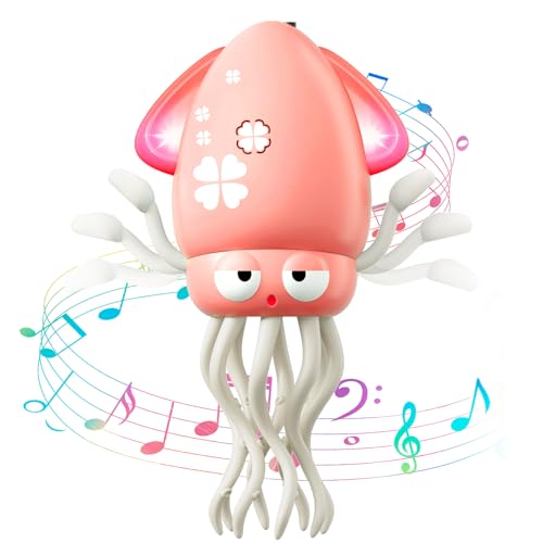 MACALOCA Tanzendes Octopus-Spielzeug, lustiges elektrisches tanzendes Octopus-Spielzeug mit LED & Musik, kreatives verrücktes 8-Bein-Action-Crawling Octopus für Stresslinderung & Kinder (Rosa)