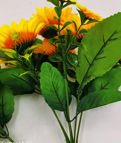 Image of Sunflower Artificial Flowers Bunch, Artificial Flowers for Vase Long Stem, Home Decor Wedding Party Office Decoration, Flower Vase
