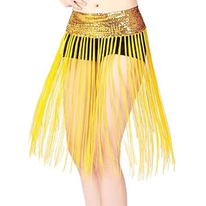 Générique Ceinture Danse Orientale Femme Jupe à Pompons à Paillettes élastique Foulard Dance du Ventre, Écharpes Hanche à Paillettes Belly Dance Samba Foulard Danse du Ventre Dame Latine Spectacle