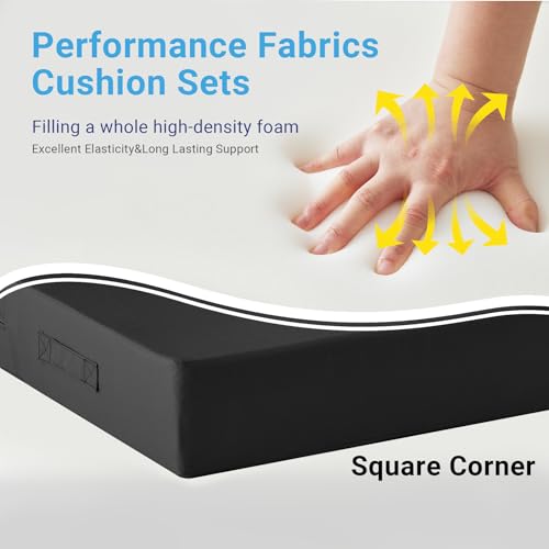 Image of IPYNBAP Outdoor Cushions for Patio Furniture,Outdoor Seat Cushion Set 24 x 24 x 4 Inch,Waterproof & Fade Resistant Outdoor Chair Cushions,Deep Patio Chair Cushion with Removable Cover,Black