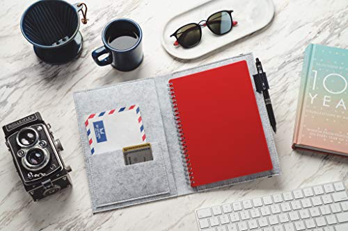 Eco-Friendly-Folio-Cover-compatible-with-Smart-Notebooks-and-Journals-with-Adjustable-Pen-Holder-Organizer-Pockets-Business-Card-Holder-Executive-Size-6-x-88Ash-Gray