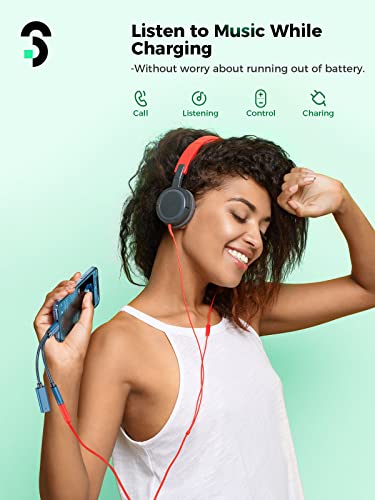 SOOMFON USB C to 3.5mm Jack Headphones and Charger Adapter, 2 in 1 USB Type C to Aux Adapter with PD 60W Fast Charging Cable - Image 3