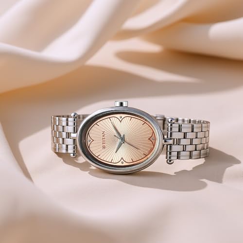 Image of Titan Karishma Workwear Cream Dial Stainless Steel Watch for Women