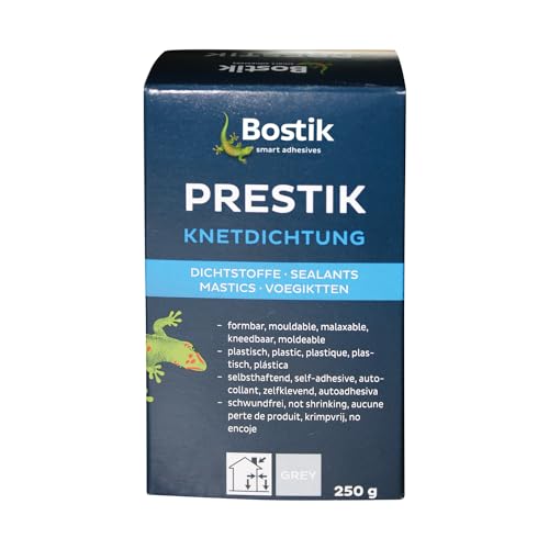 BOSTIK Prestik Knetdichtung Grau - Dauerplastischer Knetdichtstoff, Lösemittelfrei, Schwundfrei, Hervorragende Alterungsbeständigkeit, Für Innen- und Außenbereich, 250g