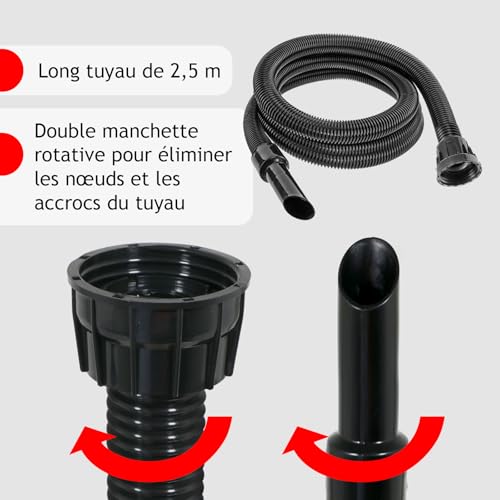 Spares2go Kit Complet de Tuyau, tiges, Sol et Mini Outils humides et secs de 2,5 m Compatible avec Numatic Henry Hetty Aspirateurs – vue 8