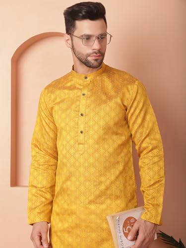 Image of Jompers Silk Men's Regular Fit Woven Design Kurtas