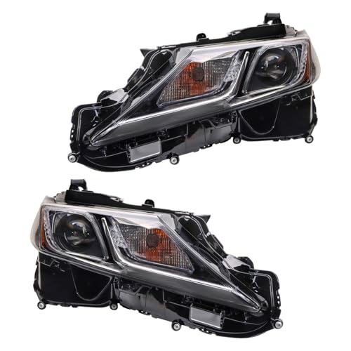 Image of TRQ 2 Piece Headlight Assembly Set Driver and Passenger Side Compatible with Toyota Camry L SE SE Nightshade 2019-2020 LE 2019-2024 Hybrid LE 2021-2024 North American Built Hybrid 2019-2020