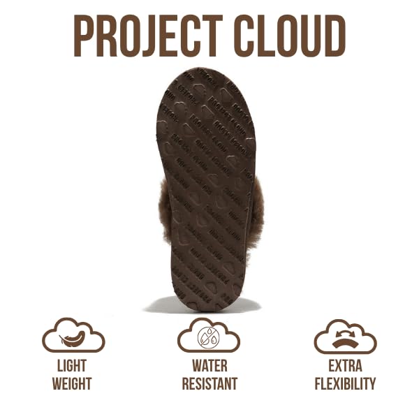 Image of Project Cloud Genuine Leather Slippers for Women with Genuine Fur Lining, Non-Slip Indoor /Outdoor Clog Mule Slippers, Memory Foam Insole