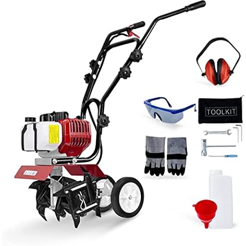 BU-KO 52CC Garden Petrol Tiller Engine 3HP 2 Strokes Lawn Soil Cultivator Rotovator Engine Lightweight Compact Powerful Sure Grip Handles Built to be Durable Dependable and Heavy Duty 1 Year Warranty Cover