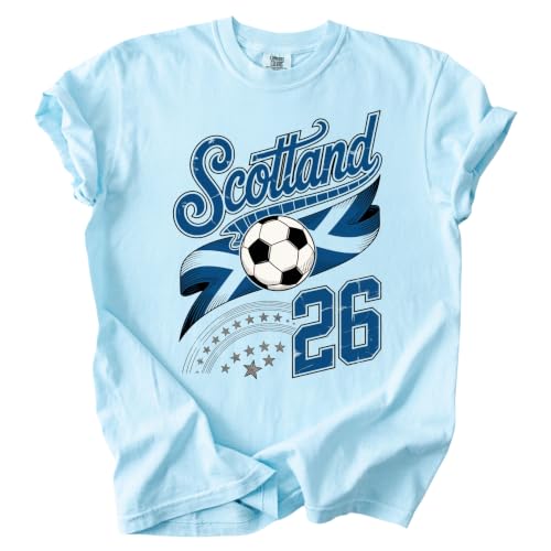 Scotland Soccer T-Shirt Soccer Cup 2026 Retro Scottish Fans Gameday Shirt Vintage Sports Tee Men Women Chambray