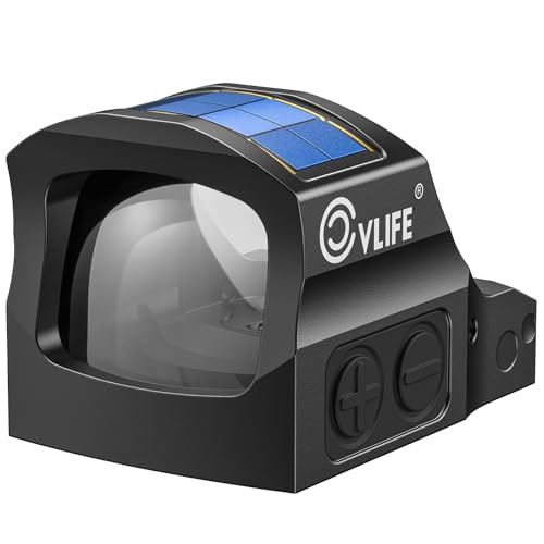 CVLIFE Solar Auto-Brightness Green Dot Sight for RMS RMSc, 2 MOA Dot & 40 MOA Circle Motion Awake Reflex Sight Optics for Compact Pistol, 3000G Shockproof with Adapter for RMR/MOS/Picatinny