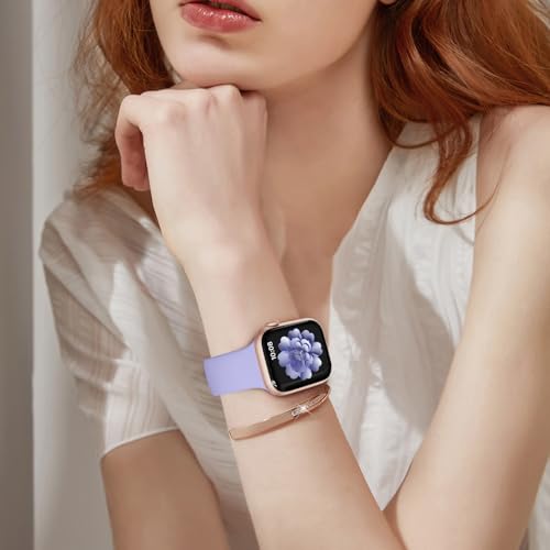 Image of Bands Compatible with Apple Watch Band 40mm 38mm 41mm 42mm 44mm 45mm Women Men, Soft Silicone Sport Wristbands Replacement for iWatch Series 8 7 6 5 4 3 2 1 SE (6 Pack)
