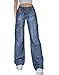 XKBHYD Ladies Loose Bottoms Outdoor Hiking Running Sports Pants Side Flap Pocket Jeans Korean Style Pants Z-Blue
