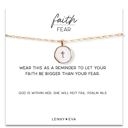 Lenny & Eva Faith Over Fear Cross Necklace Gold Plated