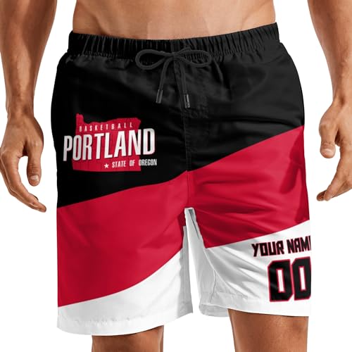 Custom Beach Shorts Basketball City Summer Swim Trunks Beachwear Pants Add Name & Number Personalized Gifts for Men Youth3