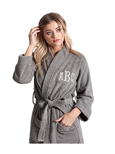 Image of Turkuoise Soft & Absorbent Towel Robe, 100% Cotton Turkish Terry Cloth Kimono Bathrobes for Women