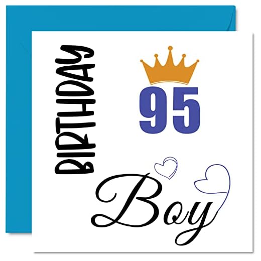 Tarjeta de felicitación de 95 cumpleaños para hombres, cumpleaños, cumpleaños, para hombre de 95 años, abuelo, padrastro, tío, 145 mm x 145 mm, noventa y cinco noventa y quinto, regalo