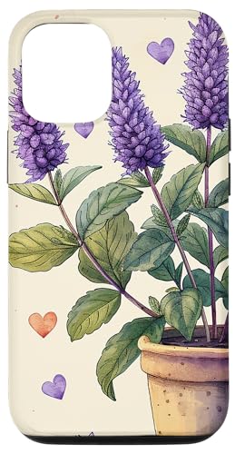 iPhone 15 Anise Hyssop Plant In Pot Cottagecore Boho Hearts Graphic Case
