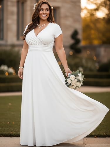 Image of KOH KOH Womens 2026 Sexy Cap Short Sleeve V-Neck Flowy Cocktail Gown